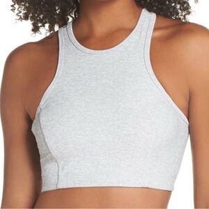 Outdoor Voices Athena Dove Light Gray High-Neck Crop Top